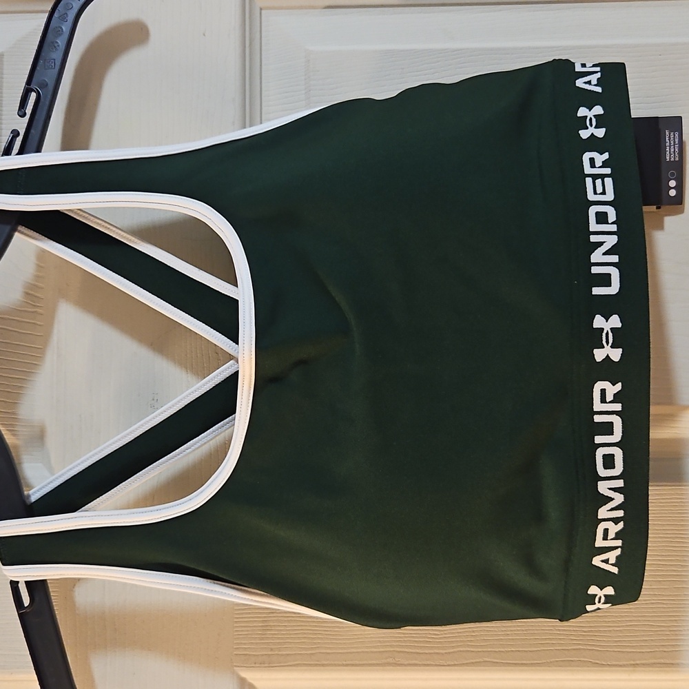 Under Armour Women’s Mid Crossback Sports Bra: GREEN: NEW WITH TAGS: SIZE XL